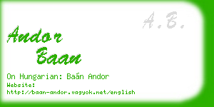 andor baan business card